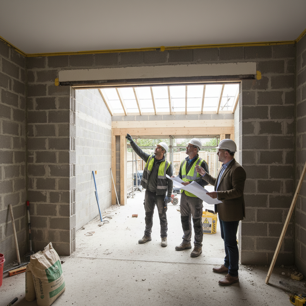 Open-plan kitchen and rear extension